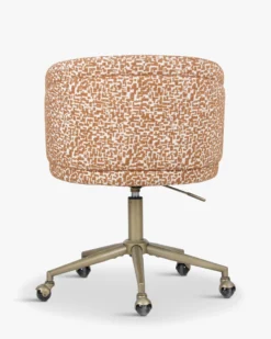 Chaise de bureau rotative, Marron pixel & laiton Volta