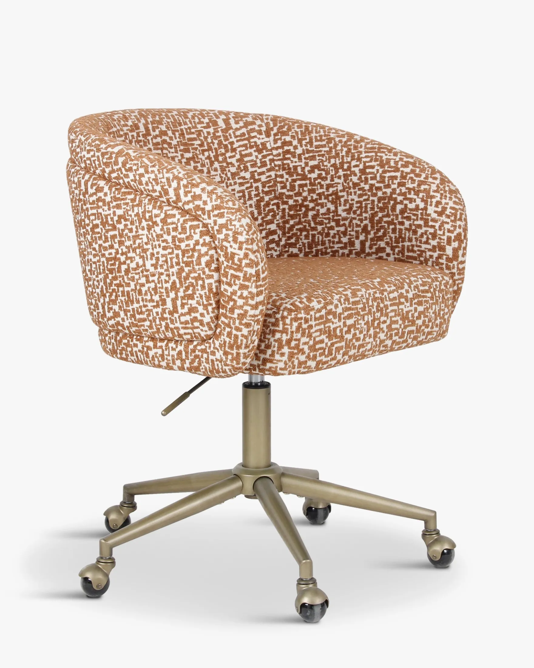 Chaise de bureau rotative, Marron pixel & laiton Volta