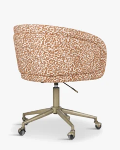 Chaise de bureau rotative, Marron pixel & laiton Volta