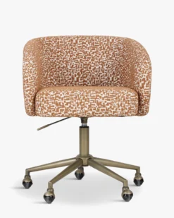Chaise de bureau rotative, Marron pixel & laiton Volta