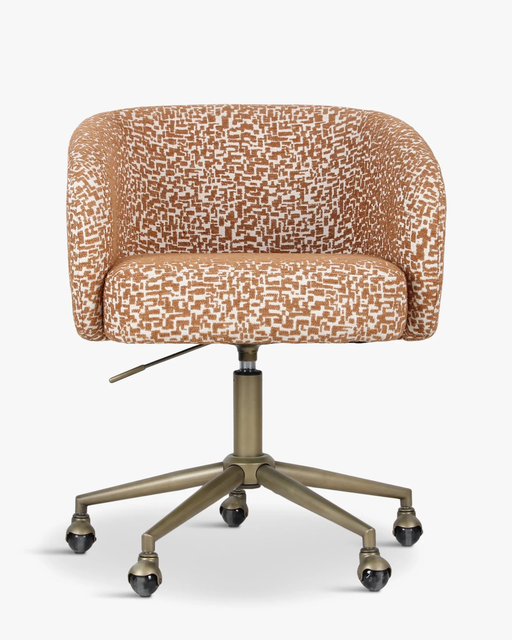 Chaise de bureau rotative, Marron pixel & laiton Volta