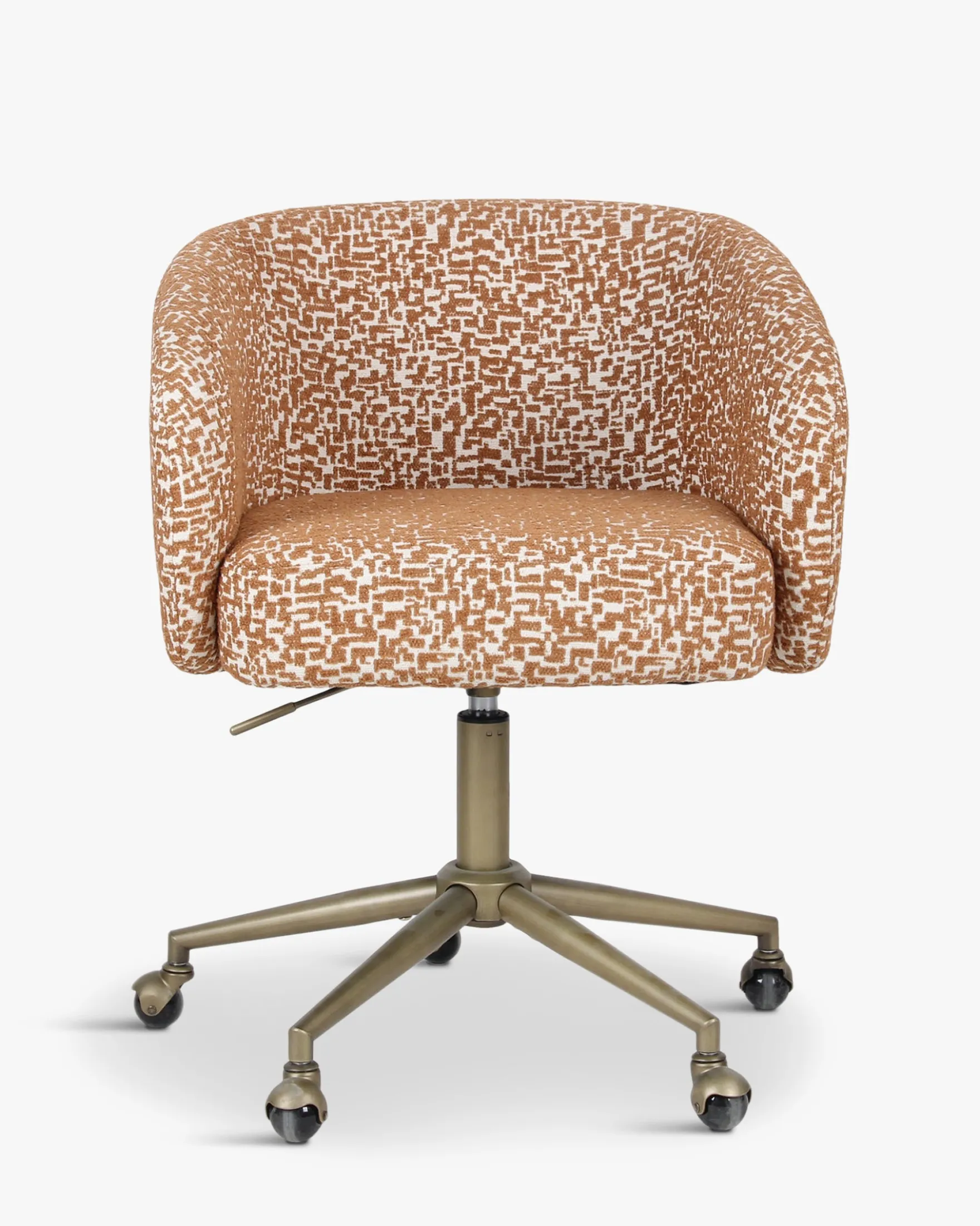 Chaise de bureau rotative, Marron pixel & laiton Volta