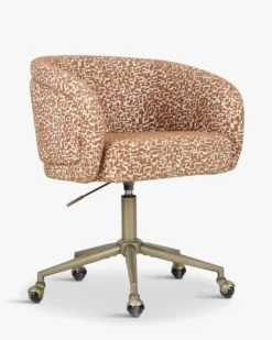 Chaise de bureau rotative, Marron pixel & laiton Volta