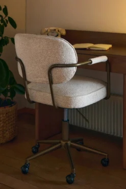 Chaise de bureau rotative, Tweed beige moucheté taupe Celesta