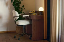 Chaise de bureau rotative, Tweed beige moucheté taupe Celesta