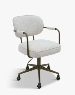 Chaise de bureau rotative, Tweed beige moucheté taupe Celesta
