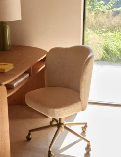 Chaise de bureau rotative, Tweed beige miami & laiton brossé Aero