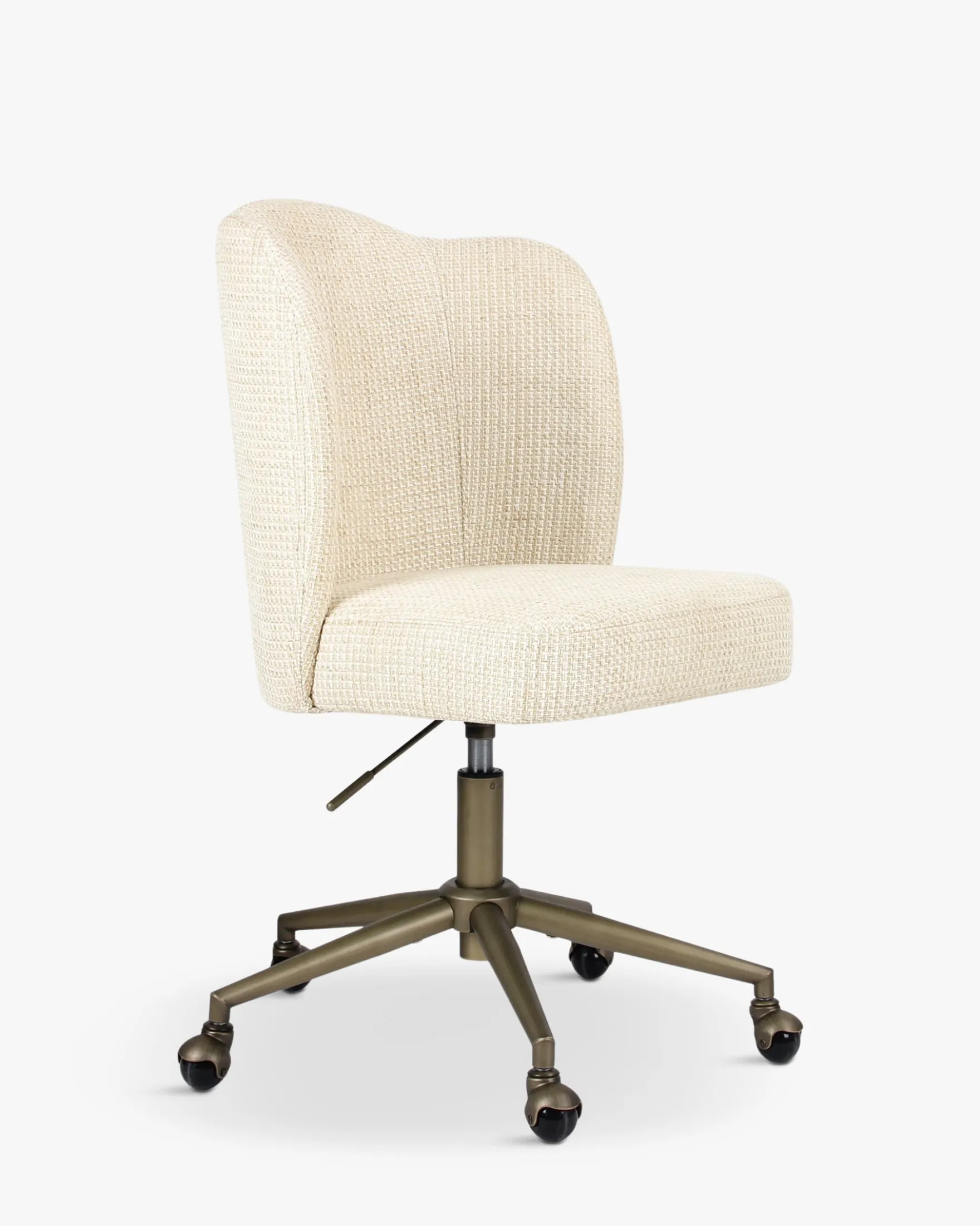 Chaise de bureau rotative, Tweed beige miami & laiton brossé Aero