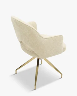Chaise de bureau rotative, Tweed sable & métal doré Luthor