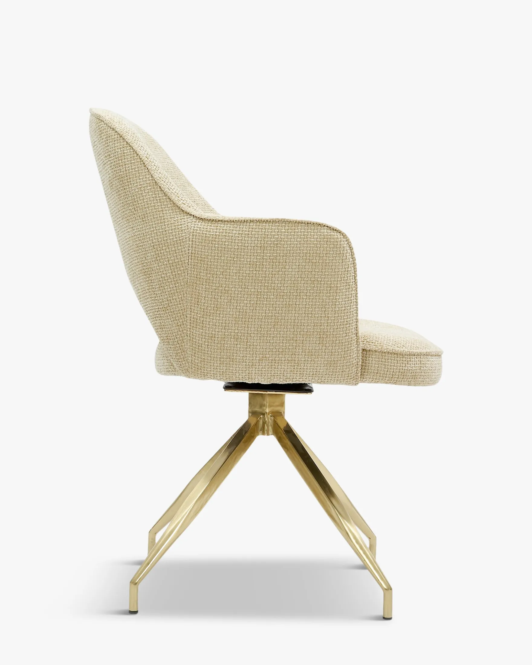 Chaise de bureau rotative, Tweed sable & métal doré Luthor