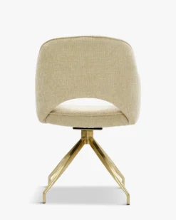 Chaise de bureau rotative, Tweed sable & métal doré Luthor