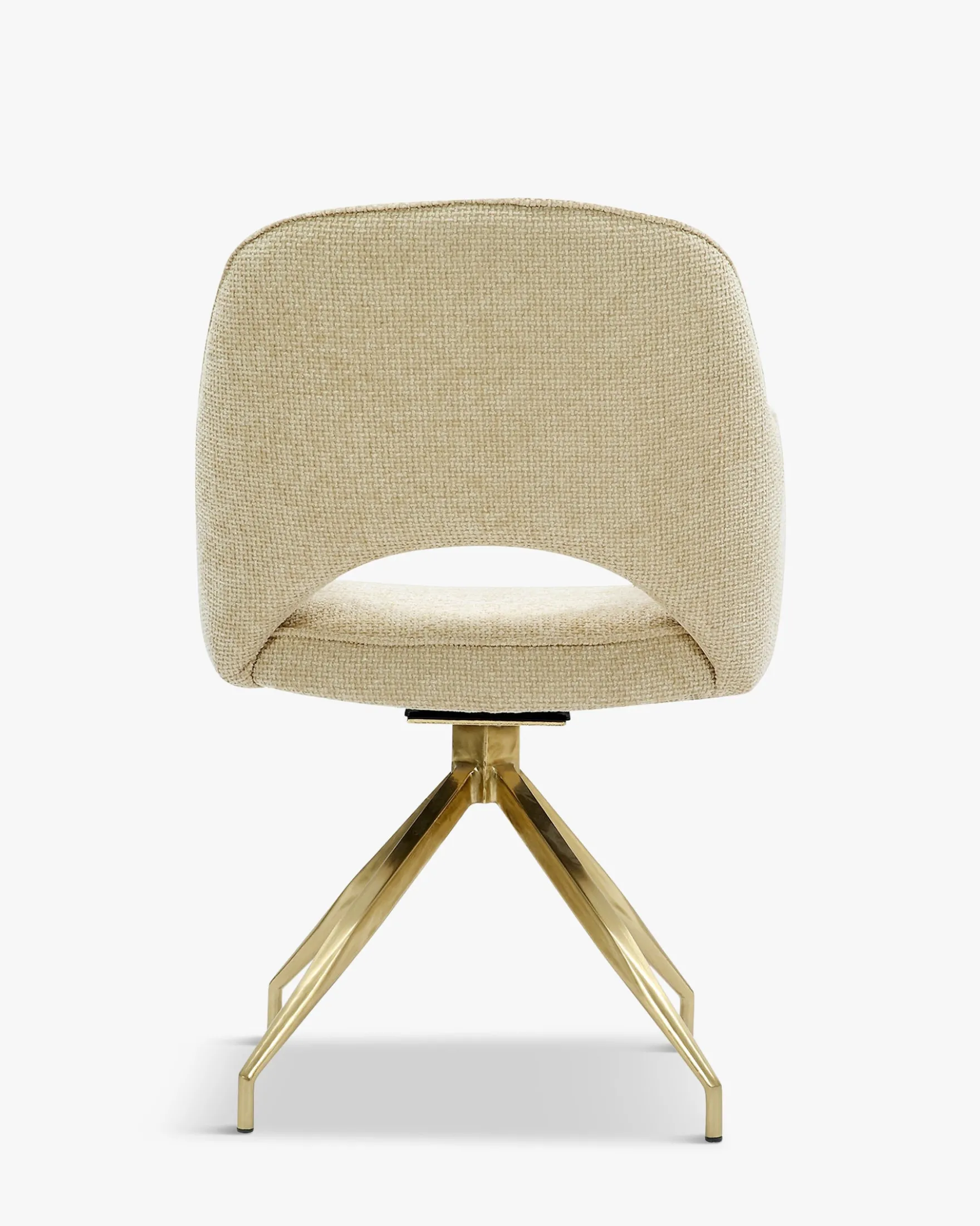 Chaise de bureau rotative, Tweed sable & métal doré Luthor