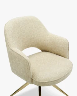 Chaise de bureau rotative, Tweed sable & métal doré Luthor