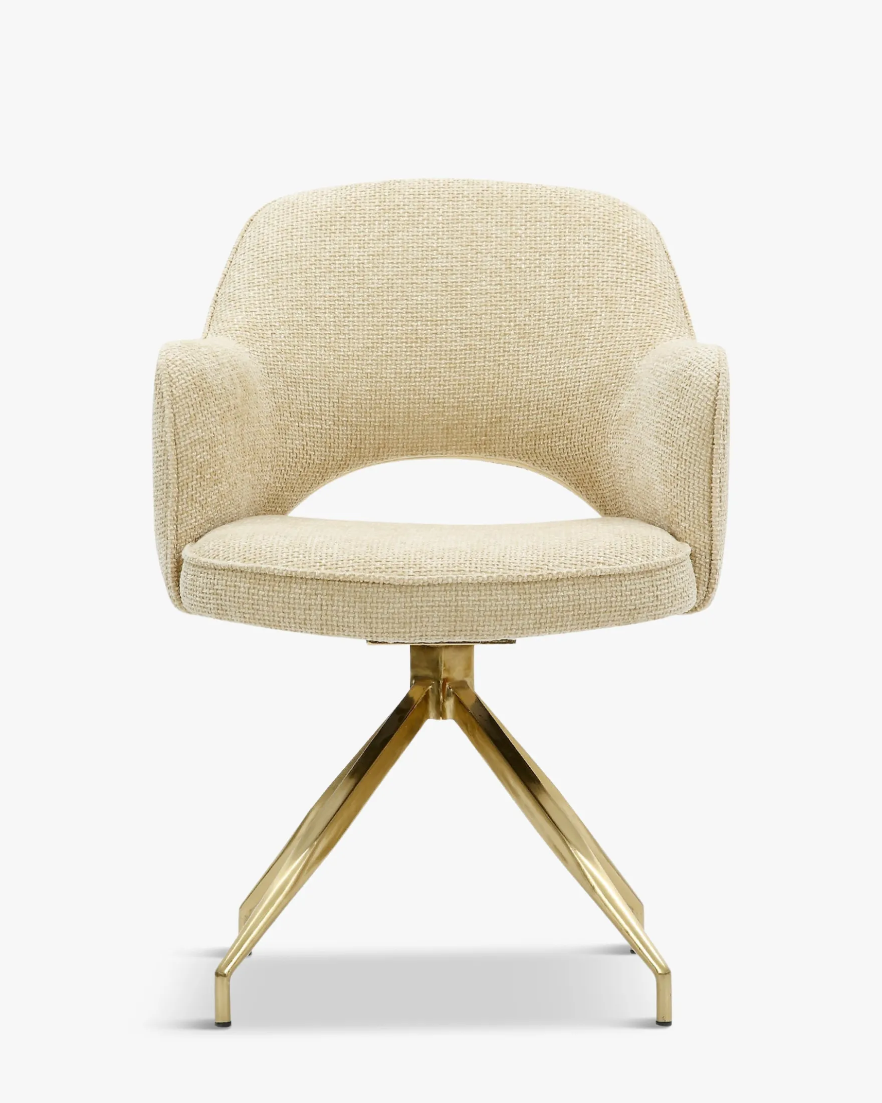 Chaise de bureau rotative, Tweed sable & métal doré Luthor