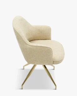 Chaise de bureau rotative, Tweed sable & métal doré Luthor