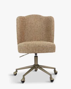 Chaise de bureau rotative, Tweed jaune miami & métal laiton Aero