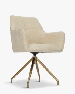 Chaise de bureau rotative, Tweed sable & métal doré, 60x86 Kingscross