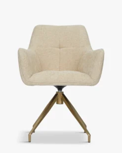 Chaise de bureau rotative, Tweed sable & métal doré, 60x86 Kingscross