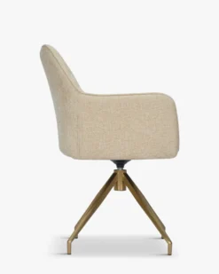 Chaise de bureau rotative, Tweed sable & métal doré, 60x86 Kingscross