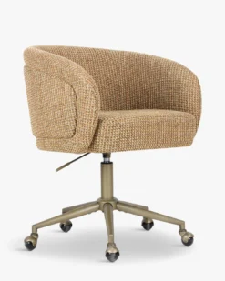 Chaise de bureau rotative, Tweed jaune miami & laiton Volta