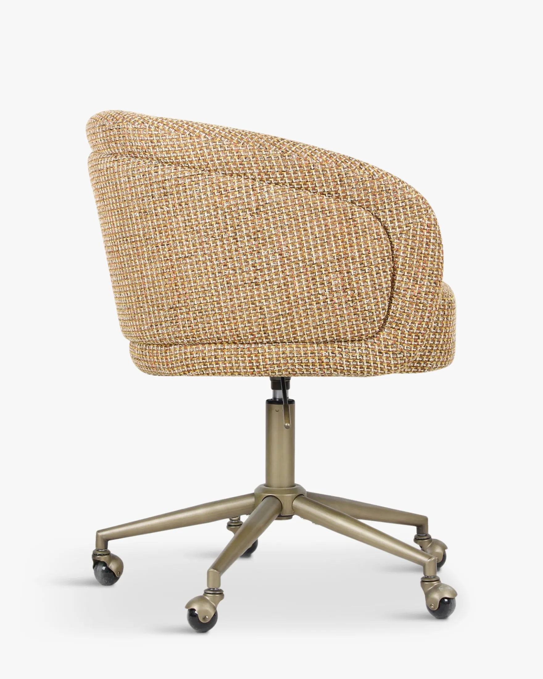 Chaise de bureau rotative, Tweed jaune miami & laiton Volta