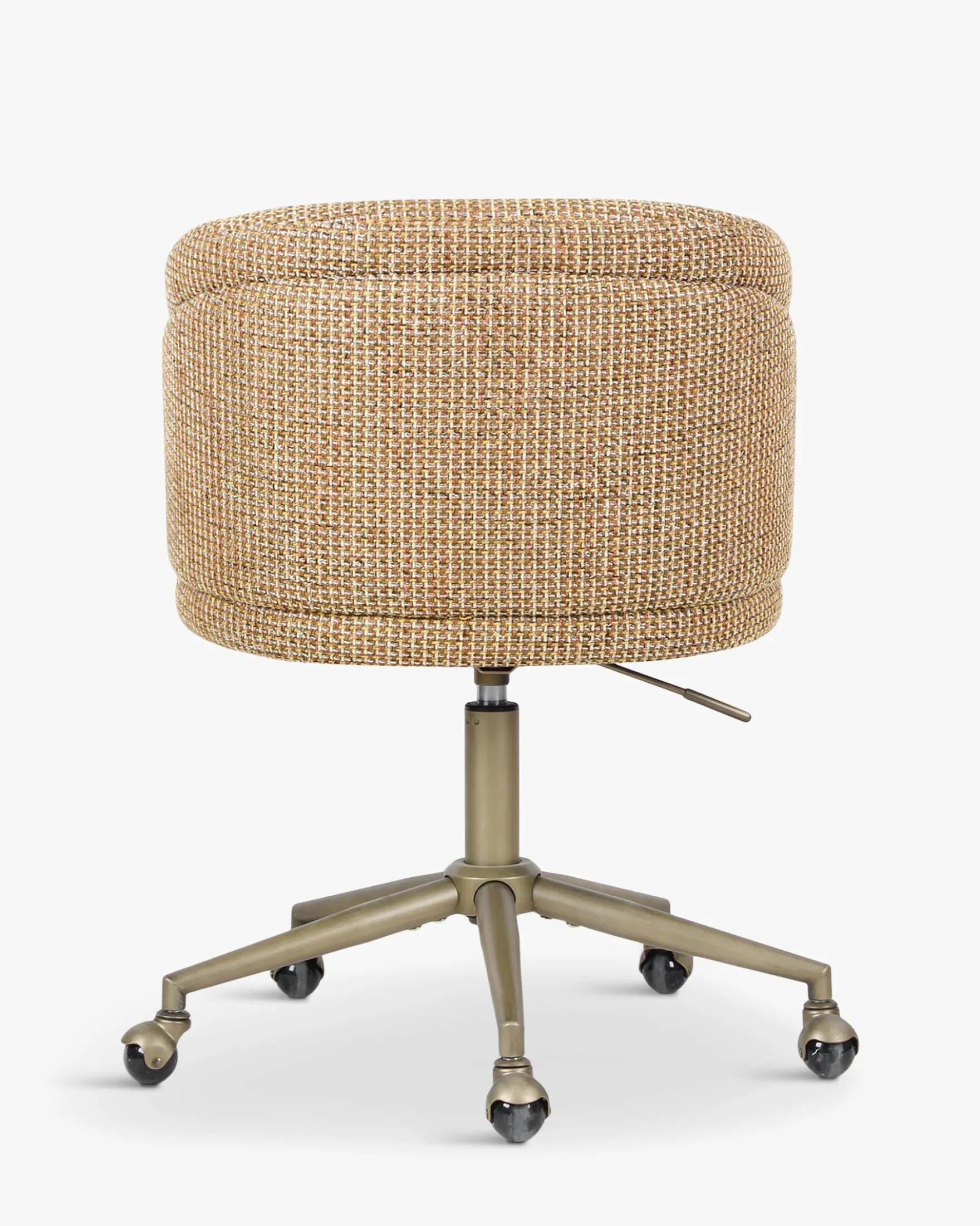 Chaise de bureau rotative, Tweed jaune miami & laiton Volta