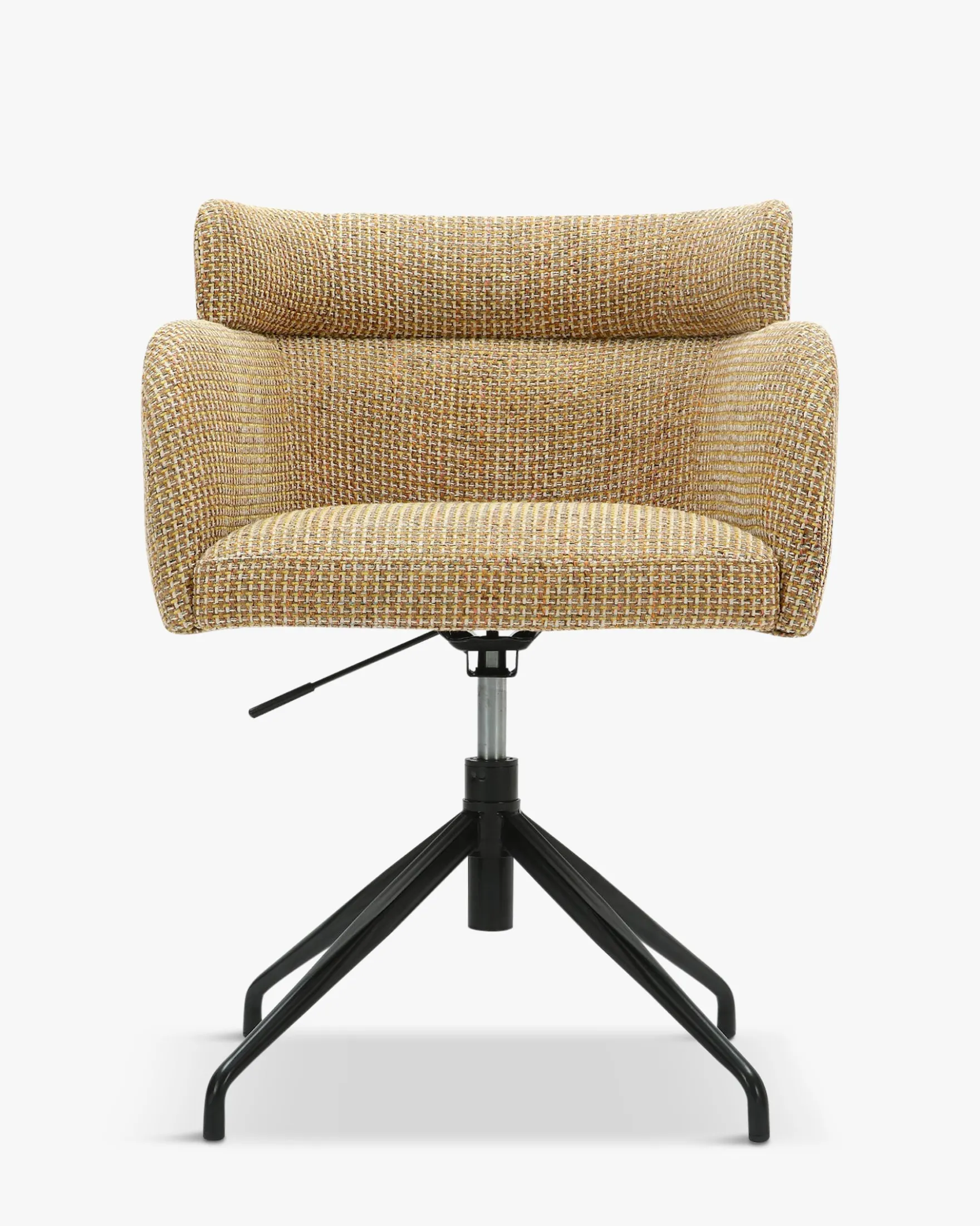 Chaise de bureau rotative, Tweed jaune miami & métal noir Baron
