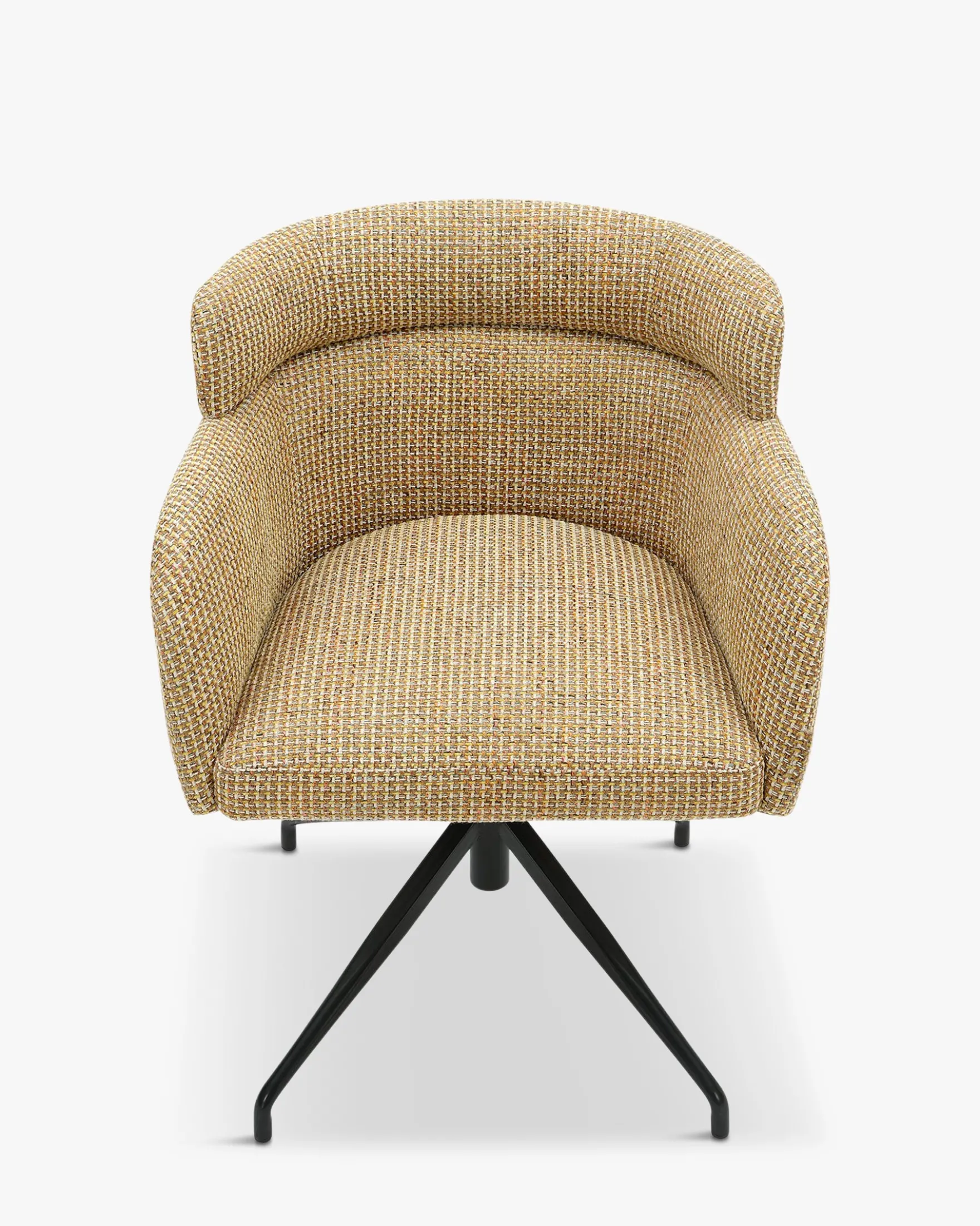 Chaise de bureau rotative, Tweed jaune miami & métal noir Baron