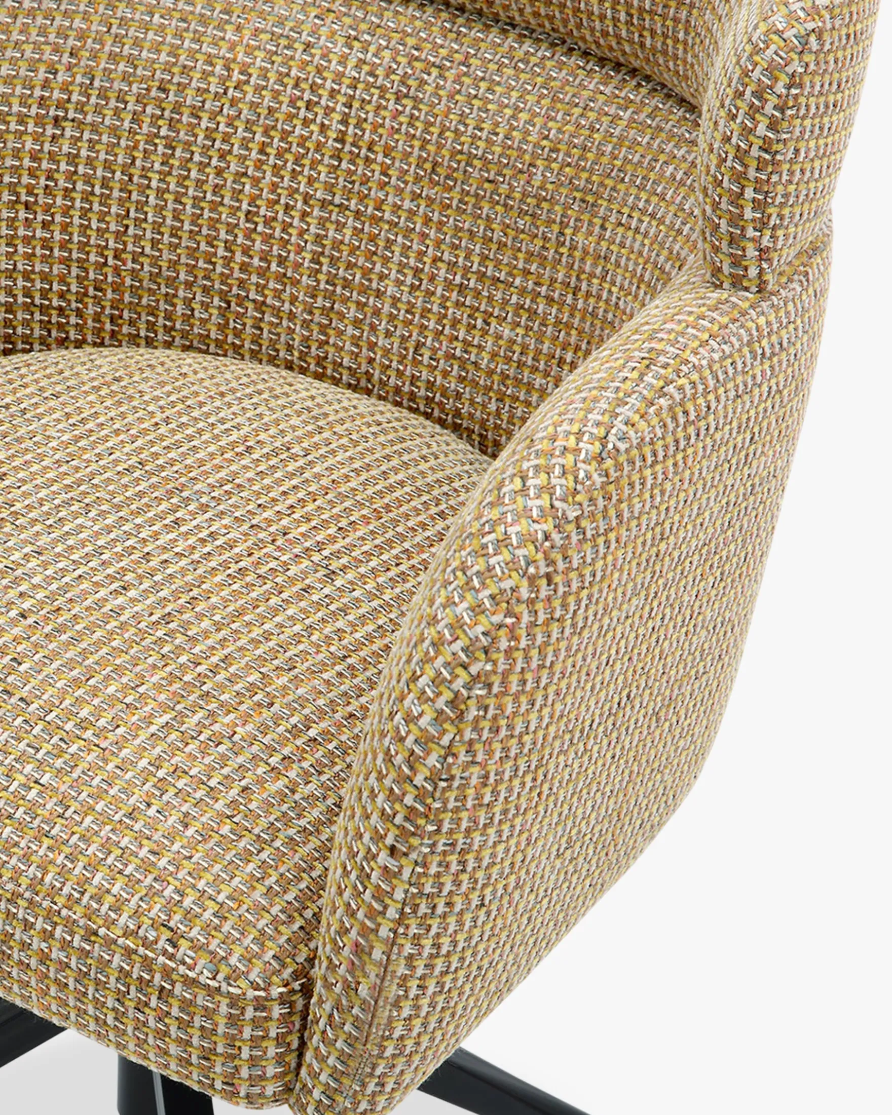 Chaise de bureau rotative, Tweed jaune miami & métal noir Baron