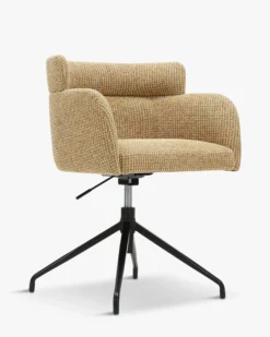 Chaise de bureau rotative, Tweed jaune miami & métal noir Baron