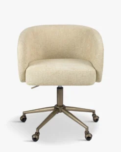 Chaise de bureau rotative, Tweed sable & métal laiton Volta