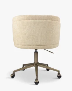 Chaise de bureau rotative, Tweed sable & métal laiton Volta