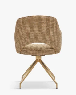 Chaise de bureau rotative, Tweed jaune miami & métal doré Luthor