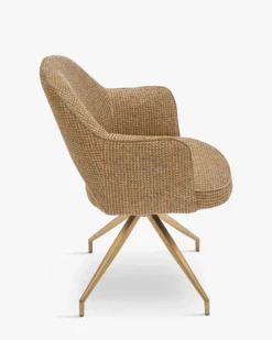 Chaise de bureau rotative, Tweed jaune miami & métal doré Luthor