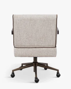 Chaise de bureau rotative, Tweed écru meringue & Bois teinté noyer Elva