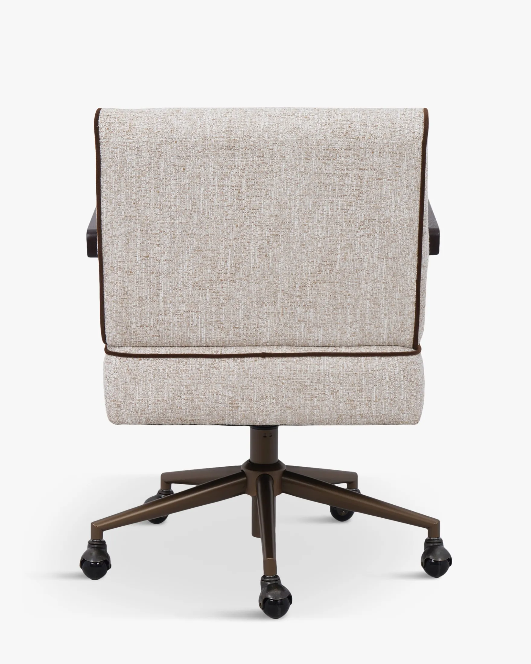 Chaise de bureau rotative, Tweed écru meringue & Bois teinté noyer Elva