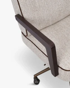 Chaise de bureau rotative, Tweed écru meringue & Bois teinté noyer Elva