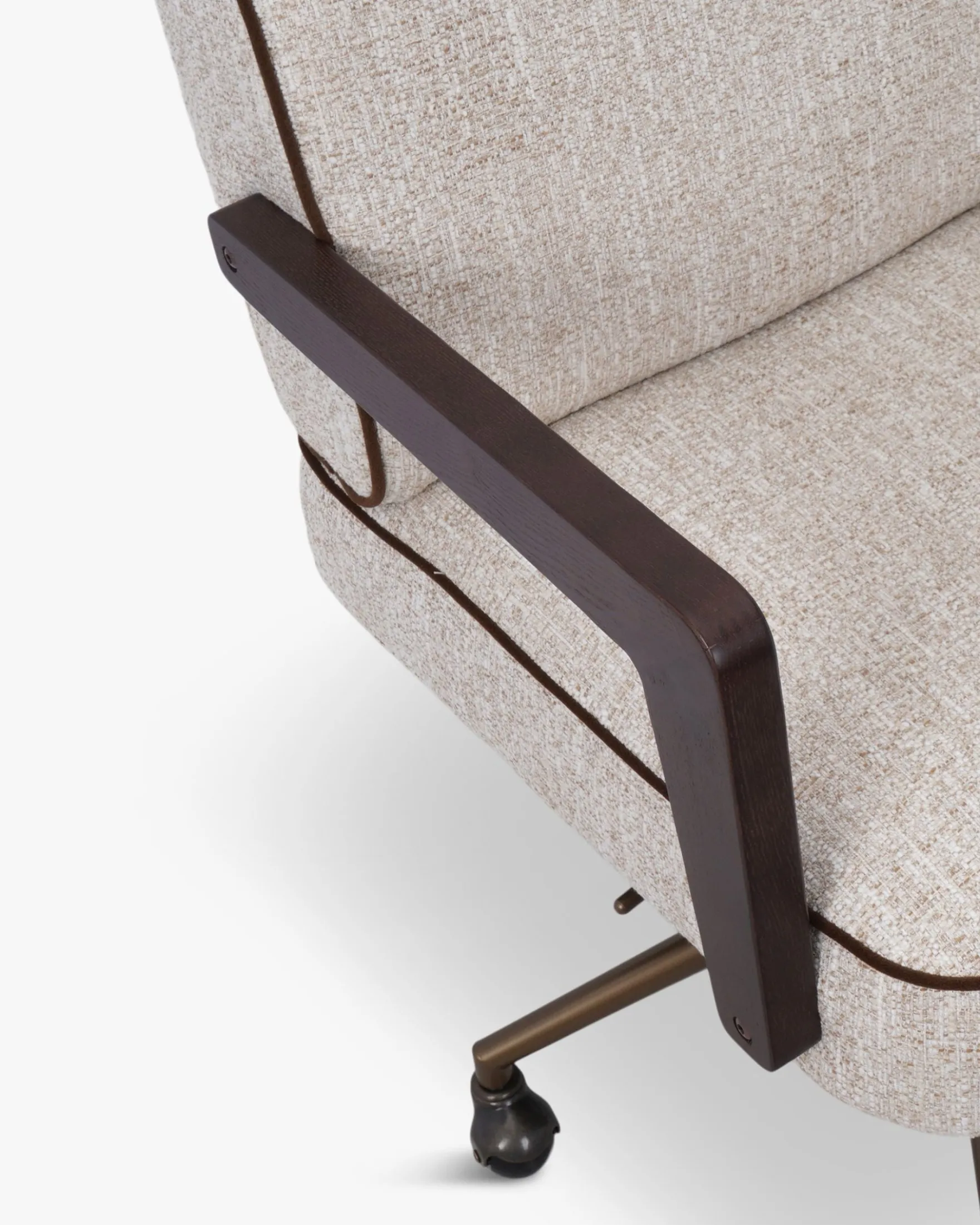 Chaise de bureau rotative, Tweed écru meringue & Bois teinté noyer Elva
