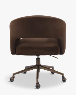 Chaise de bureau rotative, Velours marron intense & Bronze Mailen