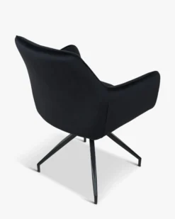 Chaise de bureau rotative, Velours nuit noire & métal noir, 60x86 Kingscross