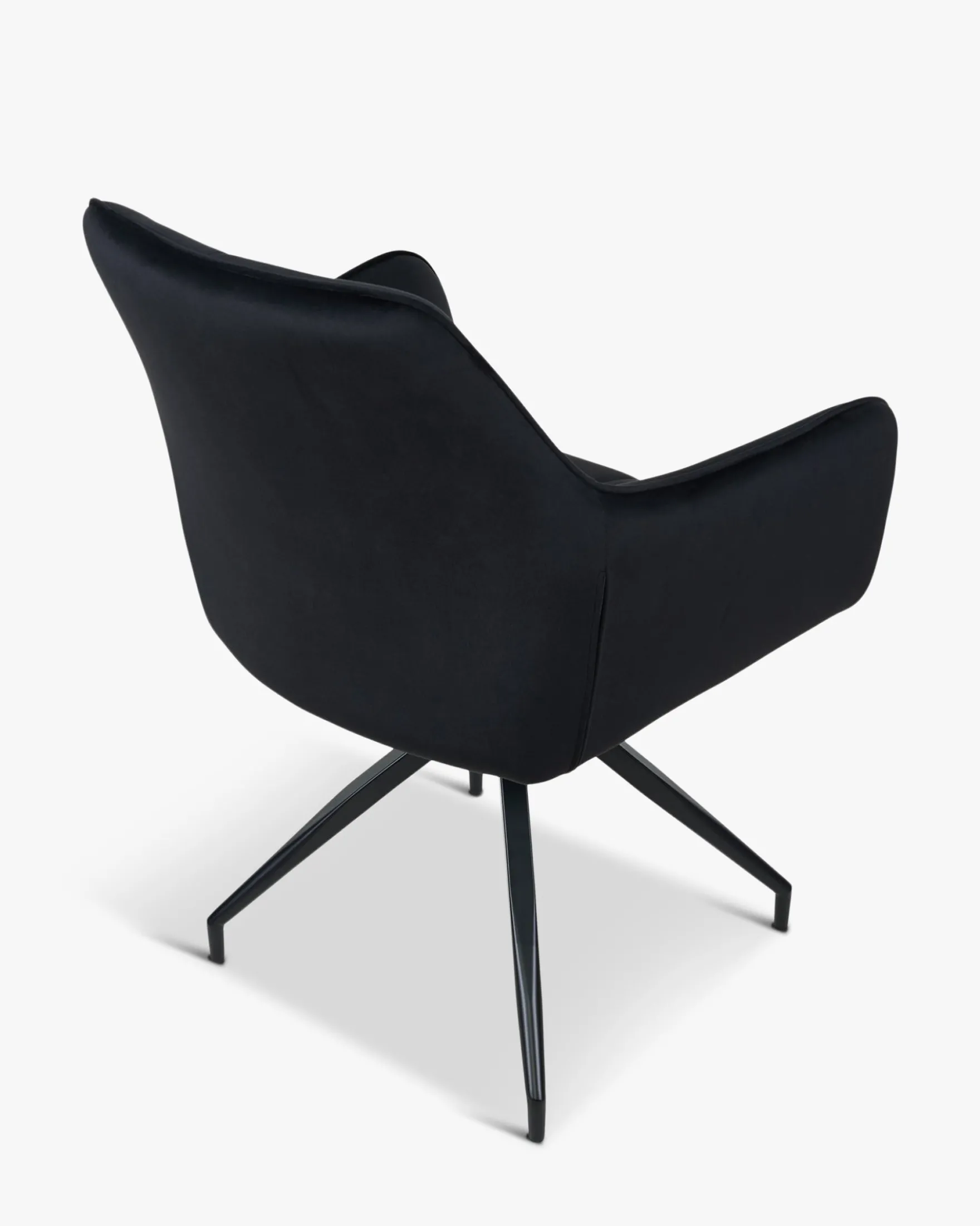 Chaise de bureau rotative, Velours nuit noire & métal noir, 60x86 Kingscross