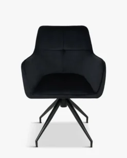 Chaise de bureau rotative, Velours nuit noire & métal noir, 60x86 Kingscross