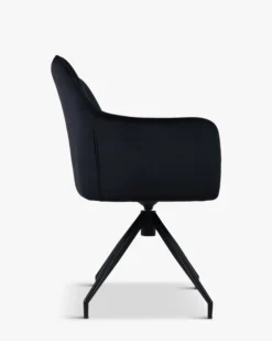 Chaise de bureau rotative, Velours nuit noire & métal noir, 60x86 Kingscross