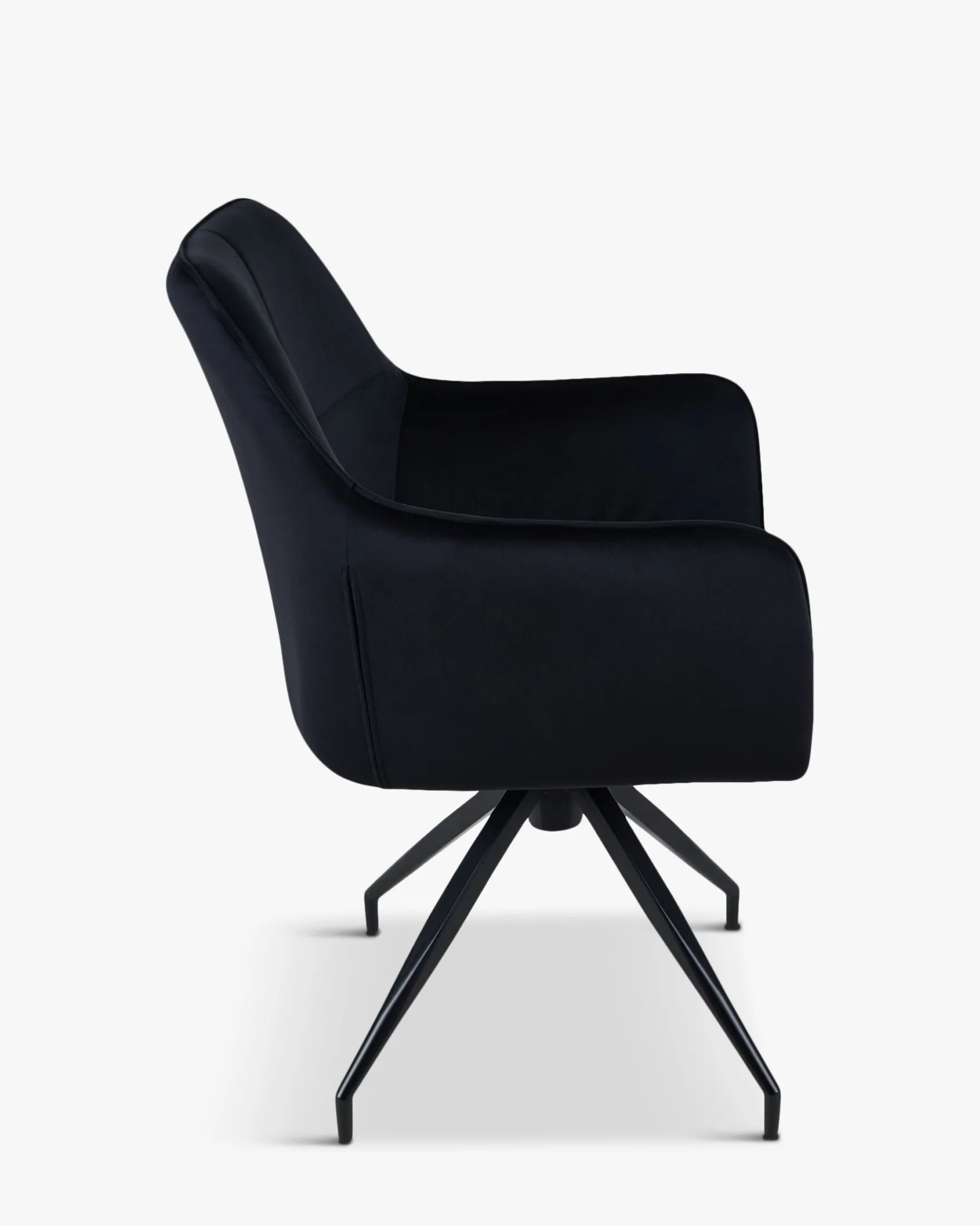 Chaise de bureau rotative, Velours nuit noire & métal noir, 60x86 Kingscross