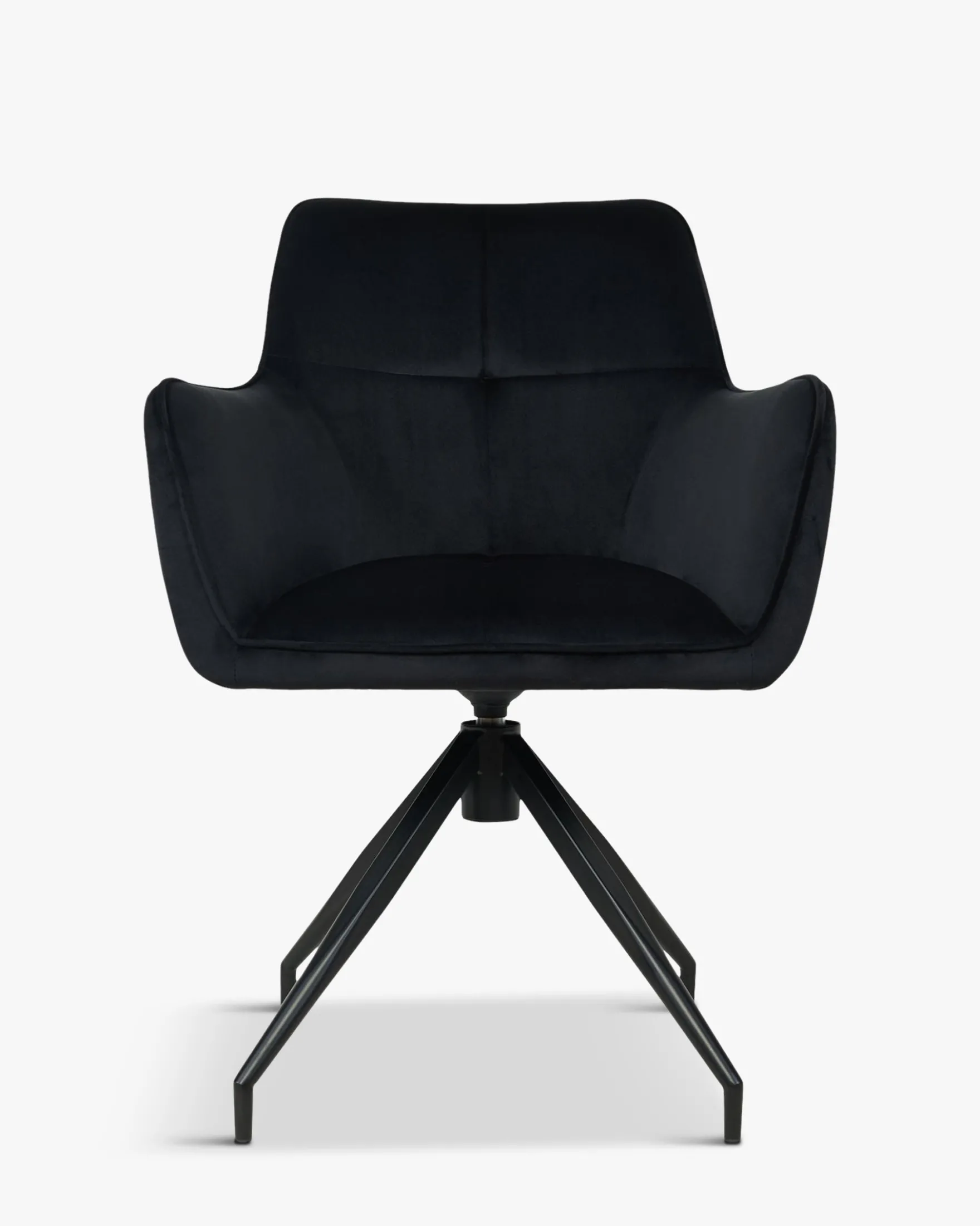 Chaise de bureau rotative, Velours nuit noire & métal noir, 60x86 Kingscross