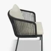 Chaise de jardin, Assise blanc écru, cordage & métal noir Santa Monica