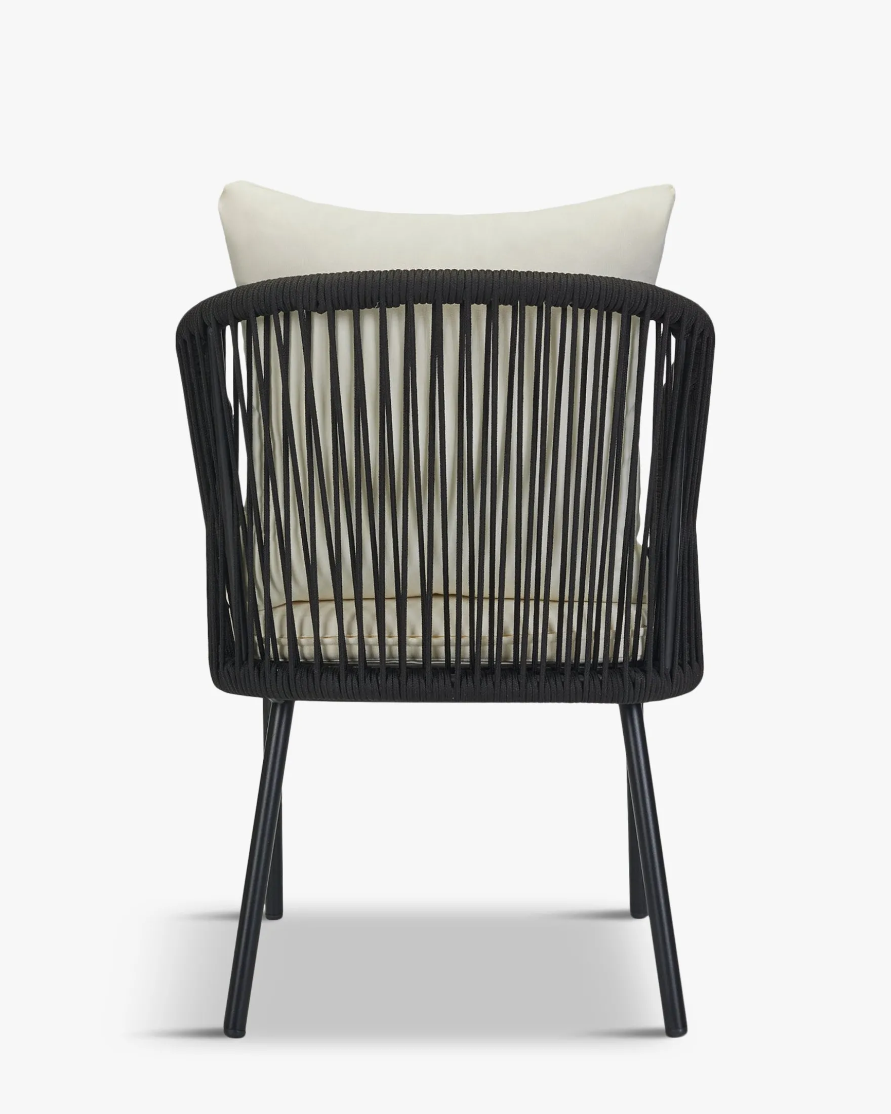 Chaise de jardin, Assise blanc écru, cordage & métal noir Santa Monica