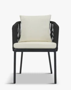 Chaise de jardin, Assise blanc écru, cordage & métal noir Santa Monica