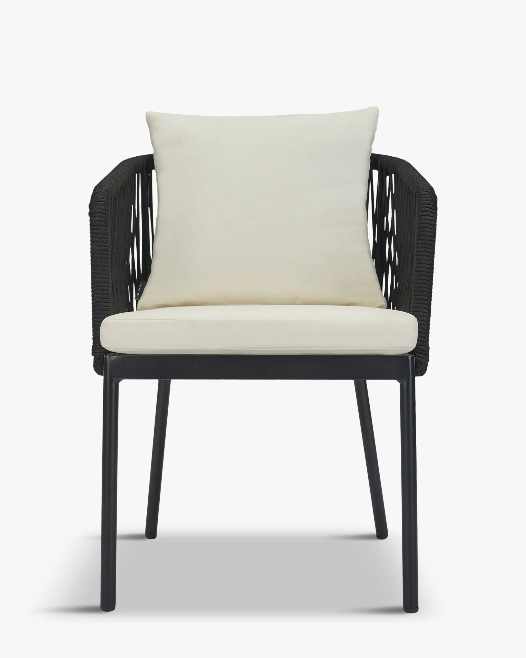 Chaise de jardin, Assise blanc écru, cordage & métal noir Santa Monica