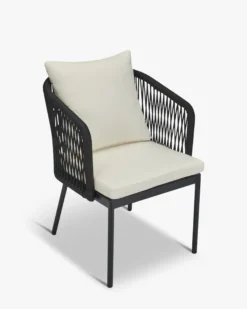 Chaise de jardin, Assise blanc écru, cordage & métal noir Santa Monica